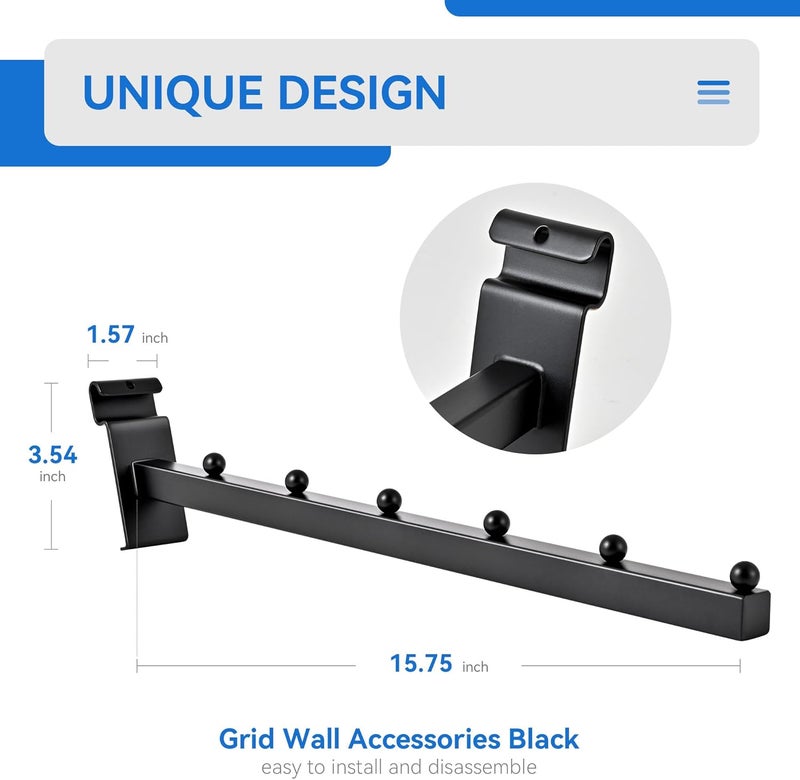POKOTO 6 Ball Waterfall for Grid Wall and Wire Grid Wall Hangers Gridwall Hooks for Displaying Grid Wall Accessories Clothing Retail Shirt Housewares Rack Vendor Events (6, Black) - Image 3